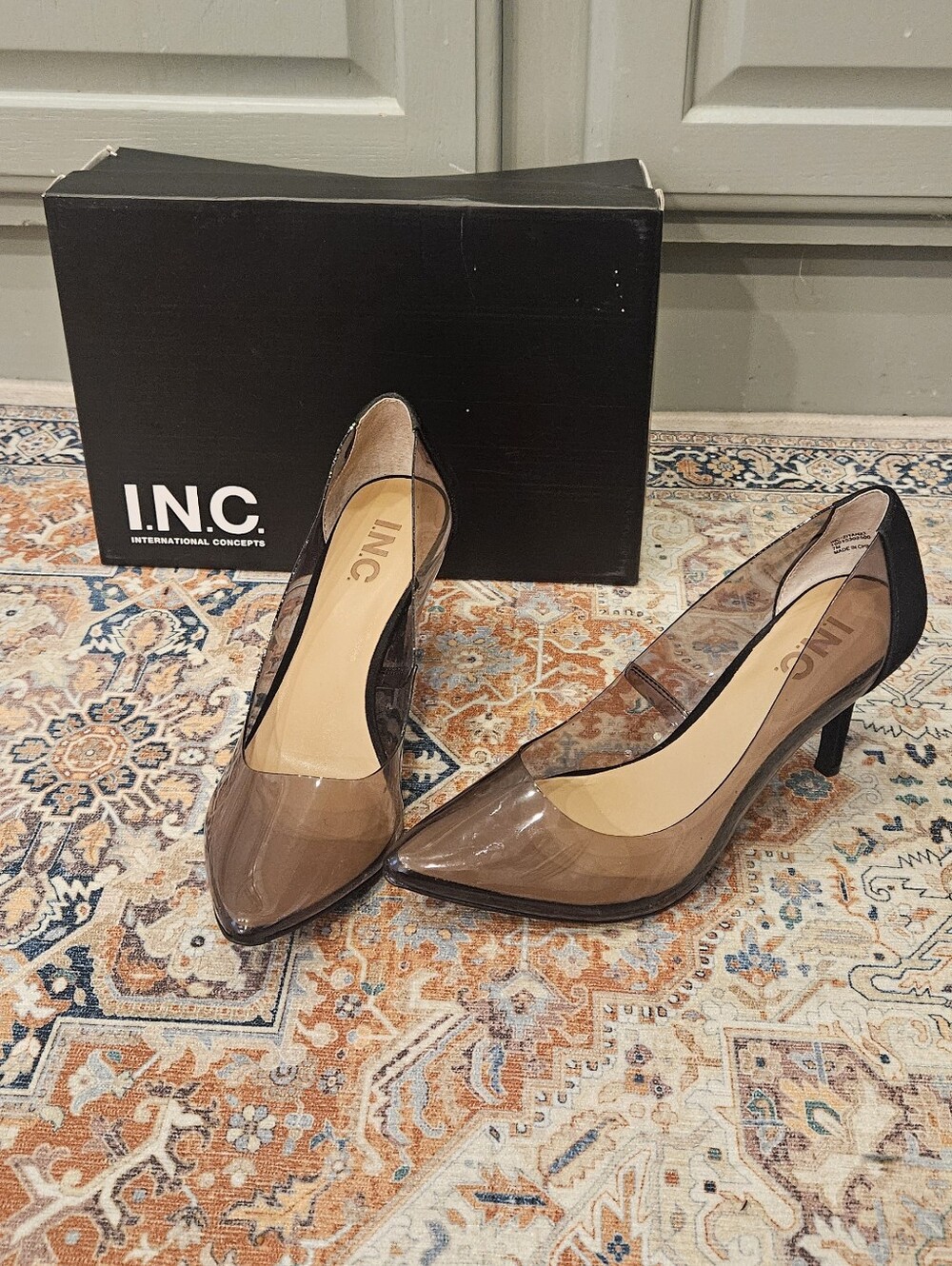 INC International Concepts Women's Clear Pointed-Toe Pumps in Black